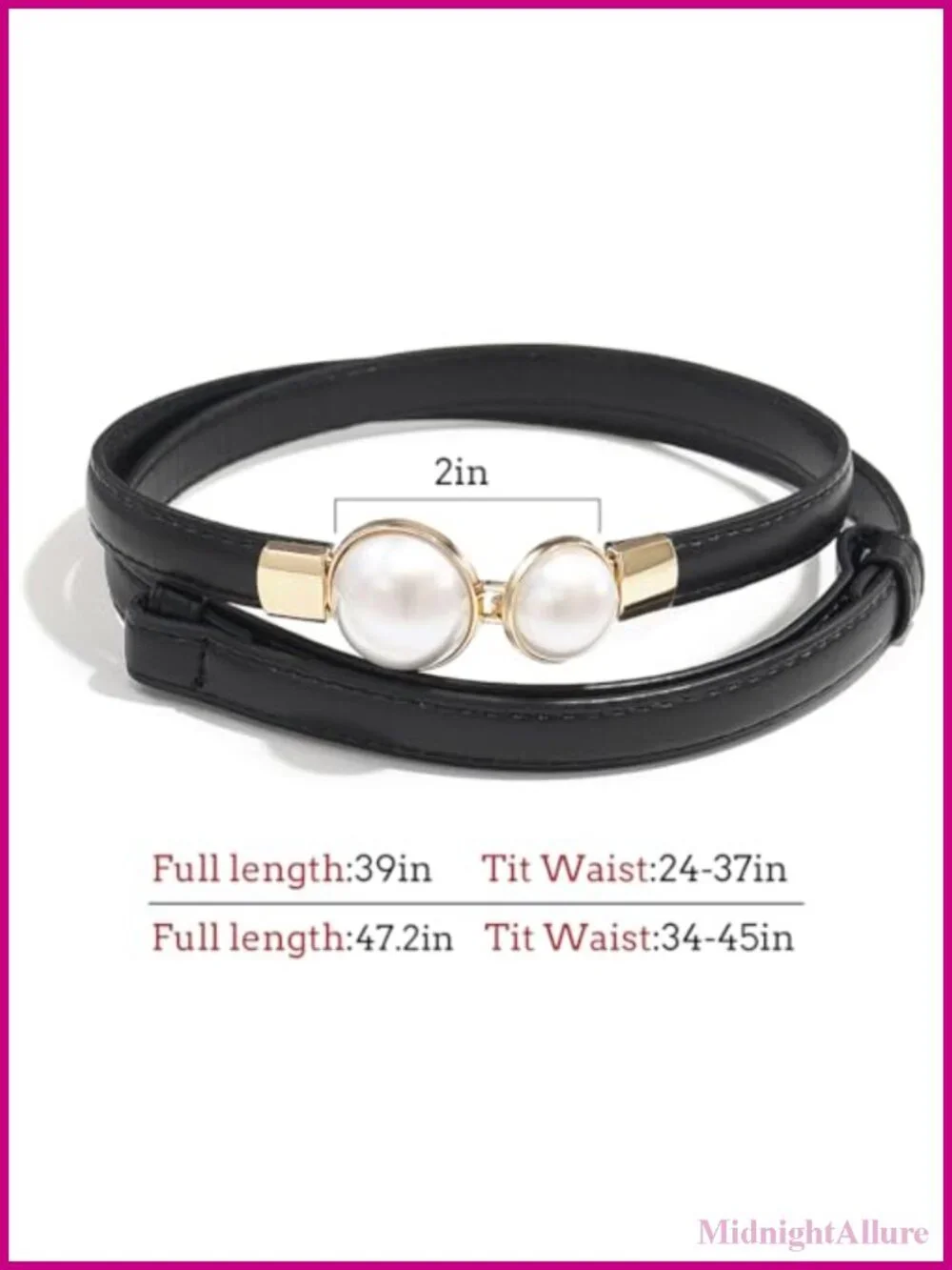 Skinny Belts Women Thin PU Leather Pearl Buckle Dress Belt